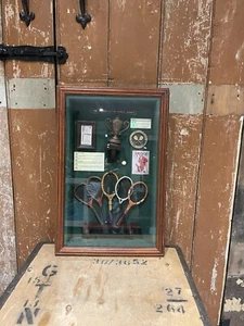 La historia de la raqueta de tenis marco de pared placa de exhibición rara - Imagen 1 de 23