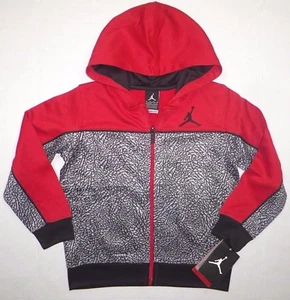 NWT Nike Air Jordan THERMA FIT Zip Up Hoodie Jacket Black Red Boys Little Kids 7 - Picture 1 of 8
