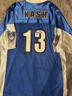 Autographed/Signed Steve Nash Dallas Mavericks Football Jersey JSA COA Auto 2003 - Image 1 of 4