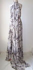 ALEXANDRE VAUTHIER Silk Chiffon Print High Slit Open Back Dress Gown 40 8