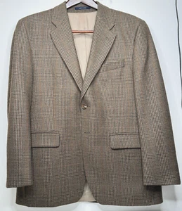 Chaps Ralph Lauren Blazer Mens Size 40S Brown Check Pattern Wool Single Breasted - Picture 1 of 10