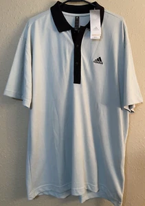 Adidas Golf Shirt Polo Men’s Light Green Black Collar And Logo, Size Medium, NEW - Picture 1 of 8
