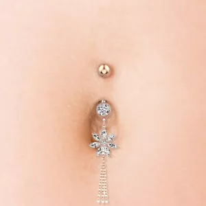 1.20CT Round Lab-Created Diamond Womens Belly Button Ring 14K Yellow Gold Plated - Picture 1 of 4