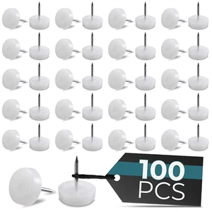 100 Pcs Nail in Chair Leg Floor Protectors - Nail on Furniture Sliders Furniture - Picture 1 of 12