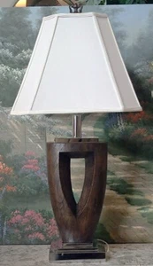 MCM Mid Century Modern Eiche Tischlampe mit Schirm 32" x 16" - Bild 1 von 15