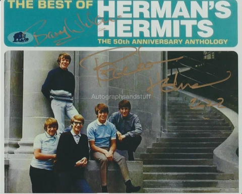 Peter Noone & Barry Whitwam HAND SIGNED 8x10 Photo Autograph Herman's Hermits D Cover