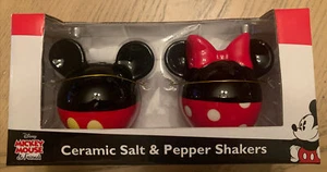 NEW Disney Mickey Mouse & Friends Ceramic Salt & Pepper Shakers Mickey Minnie - Picture 1 of 1