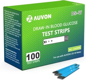 Test Strip 100 Count Blood Glucose Strips For AUVON DS-W Diabetes Sugar Testing - Picture 1 of 4