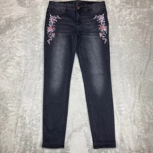 Pantalones de mezclilla ajustados grises florales bordados The Jegging de la Casa Blanca Black Market talla 6 - Imagen 1 de 15