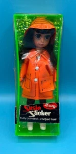 Susie Sad Eyes Doll Suzy Slicker Big Eyes Orange Raincoat w/ Hat VTG 1960's - Picture 1 of 15