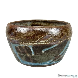 Ancien bol en faïence d'atelier en grès émaillé abstrait - Photo 1/7