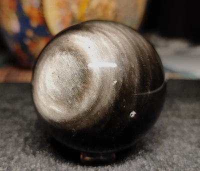 Sfera di Cristallo 263g 60mm Minerale Ossidiana Argento Crystal Sphere Messico - Immagine 1 di 4