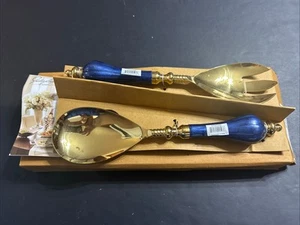 NEU im Karton Julia Knight. Pfingstrose 4" Salat Servier Set Gold Saphir. - Bild 1 von 4
