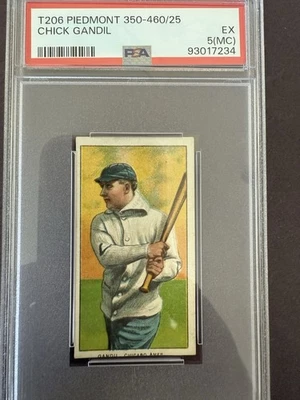 1909-11 T206 - Chick Gandil 350-460/25 Piedmont PSA 5(MC) Black Sox Ringleader! - Image 1 of 3