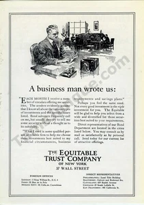 1923 Equitable Trust Co New York Wall Street PRINT AD Over 100 years old (3268) - Bild 1 von 1