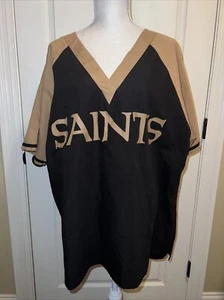 NFL Team Apparel Mens Short Sleeve PULLOVER SAINTS V Neck black gold Size 2X - Picture 1 of 12
