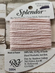 Rainbow Gallery Splendor Baby Pink 884 100% Silk 8 Yards Needlework - Picture 1 of 3