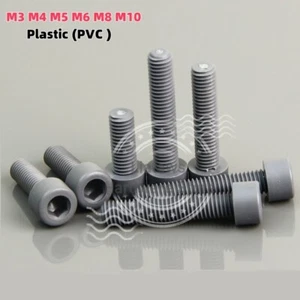 M3 M4 M5 M6 M8 M10 Nylon Socket Cap Head Screws Gray Plastic PVC Allen Bolt - Picture 1 of 10