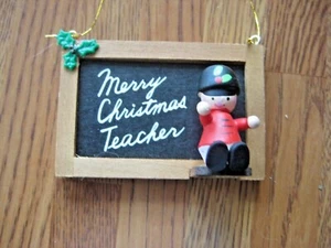 Merry Christmas Teacher Chalkboard Decorative Collectible Ornament - Picture 1 of 3