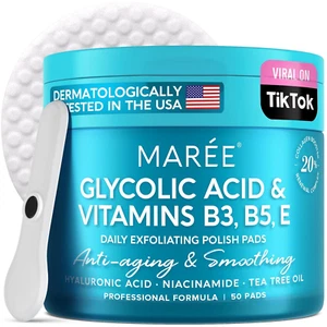 Glycolic Acid Pads - Toner Pads for Face Cleansing - Tea Tree Oil, 50 Pads - Picture 1 of 12