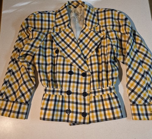 Giacca blazer Valentino Miss V Y2k anni 90 vintage giallo a quadri taglia 38 4 Clueless