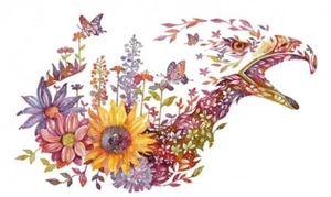 FLOWER EAGLE CROSS STITCH CHART - Picture 1 of 2