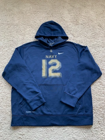 Navy Sweatshirt Mens Large Blue Nike Long Sleeve Hoodie Roger Staubach 2583 Cover