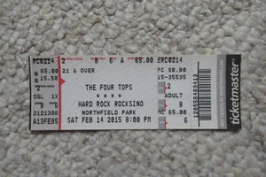 BOLETO COMPLETO THE FOUR TOPS CONCIERTO TOUR 2/14/2015 HARD ROCK ROCKSINO NORTHFIELD - Imagen 1 de 1