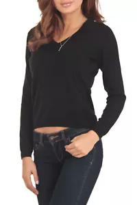 Cashmere Blend Black V-Neck Sweater - Picture 1 of 6