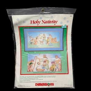 Vtg Dimensions Crewel Embroidery Kit Christmas HOLY NATIVITY 1989 NOS USA - Picture 1 of 8