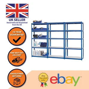 3 BAY MEGA DEAL Garage Shelves Shelving 5 Tier Unit Racking Boltless Heavy Duty - Picture 1 of 24