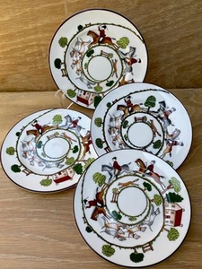 4 PC HUNTING SCENE Bread Plates 1 Coalport 3 Crown Staffordshire Horse Dog 6.25” - Picture 1 of 4