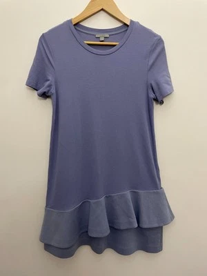 COS Short Sleeve Jersey Dress - Size M - Ruffle Hem Round Neck Blue - image 1 of 4