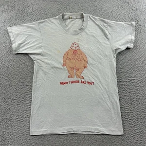 Vintage Henry Where Are You Shirt Adult Medium Gray 80s Funny Short Sleeve USA - Picture 1 of 9
