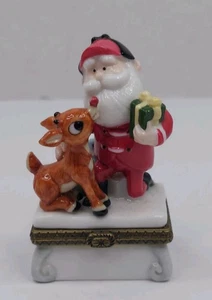 1999 Midwest Of Cannon Falls Rudolph & Santa Claus Schmuckschatulle Guide My Sleigh - Bild 1 von 9