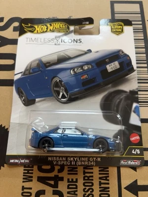 Hot Wheels Premium Timeless Icons Nissan Skyline R34 GTR V Spec II BNR34 - Image 1 of 2