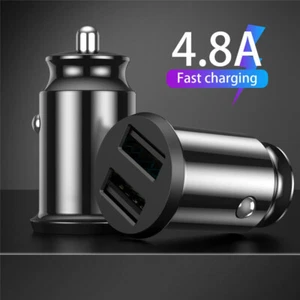 Car Charger Mini Dual-USB 12V Lighter Socket Adapter Fast Plug Charging USB AU - Picture 1 of 10