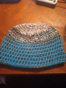 Gorro de entrepierna hecho a mano para mujer talla única azul y gris. - Imagen 1 de 4
