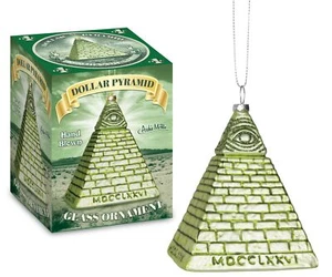 Dollar Pyramid Ornament - Holiday Art Hand-Blown Glass Decor ® Archie McPhee - Picture 1 of 5