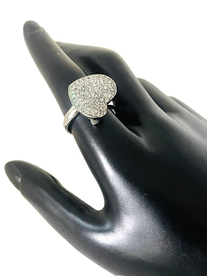 NWOT Womens Lia Sophia Heart Ring Clear Crystals Silver Tone Retired Size 10 - Image 1 of 4