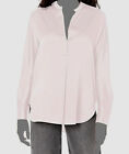 $325 Vince Women's Pink Silk Band Collar Long Sleeve Blouse Top Size M