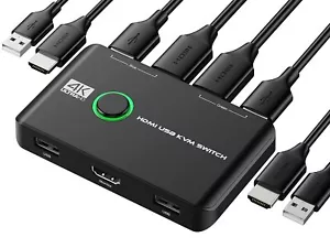 KVM Switch, 4K 60Hz HDMI KVM Switch 2PC 1 Monitor, 2 Port Box USB HDMI Switches - Bild 1 von 8