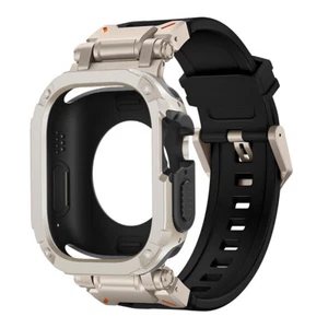 For Apple Watch Ultra2 49mm Band Case 9 8 7 6 5 4 44mm/45mm Metal Silicone Strap - Photo 1 sur 22