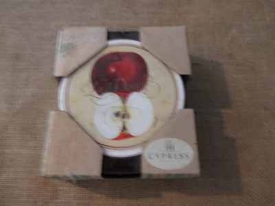 Posavasos caseros ciprés manzana La Pomme, L naranja fruta piedra absorbente juego de 4 Foto 1 de 4