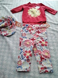 baby girls u.v sunsuit + hat 3 piece mummy sunshine 6-9 months new tag - Picture 1 of 6