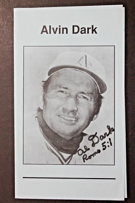 Alvin Dark (d.2014) Braves Estampado Autógrafo Firmado Christian Tract ROMANOS 5:1 Foto 1 de 3