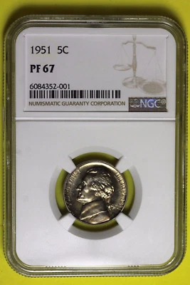 1951 Proof NGC PR67 Jefferson Nickel 5c #B38083 - Image 1 of 2