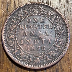 PIECE DE 1 QUARTER ANNA 1876 BRITISH INDIA (1034) - Picture 1 of 2