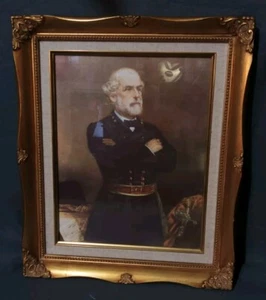 Framed Civil War General Robert E. Lee Portrait - Picture 1 of 4