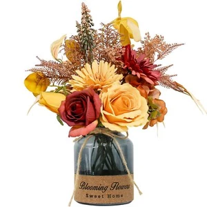 Fake Fall Flowers in VaseArtificial Flowers with VaseCenterpiece Table Decora... - Picture 1 of 9